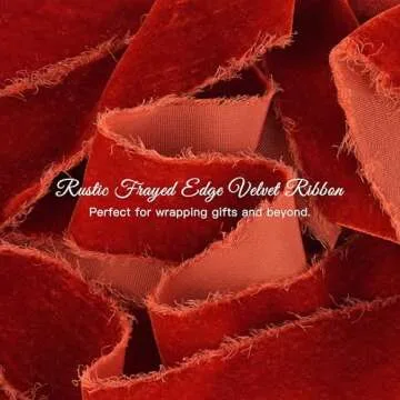 MAYREEL Rust Velvet Ribbon 2 Inch Frayed Edge Decor