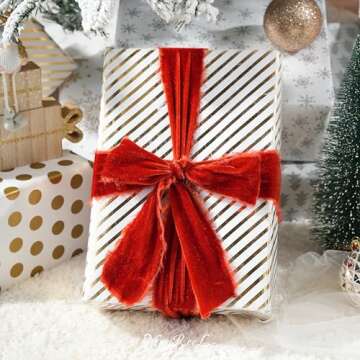 MAYREEL Rust Velvet Ribbon 2 Inch Frayed Edge Decor