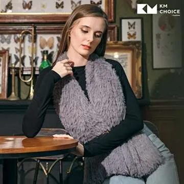 KM CHOICE ONE Scarf: Infinity Scarf, Faux Fur Shawl, Giving Shawl, Scarfs for Women Winter Warm, Shawl Wraps for Women, Gifts for Men, Christmas Gift, Soft & Fluffy Scarf in Gift Box (Grey)