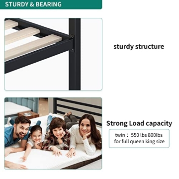Stylish YITAHOME Black Metal Canopy Bed Frame for Comfort
