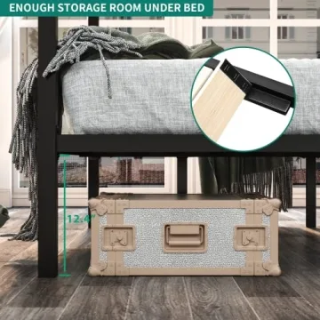 Stylish YITAHOME Black Metal Canopy Bed Frame for Comfort