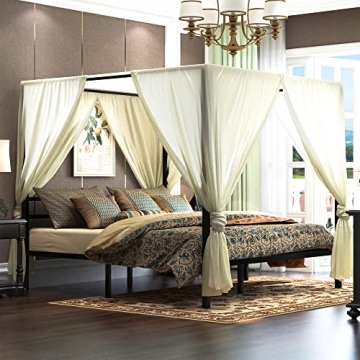 Stylish YITAHOME Black Metal Canopy Bed Frame for Comfort