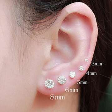 KANOUE 10 Pairs Silver and Gold Stud Earrings Set, Hypoallergenic Earrings for Women Studs Set, Stainless Steel Earrings, Cubic Zirconia Earrings Studs for Women