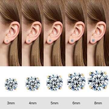 KANOUE 10 Pairs Silver and Gold Stud Earrings Set, Hypoallergenic Earrings for Women Studs Set, Stainless Steel Earrings, Cubic Zirconia Earrings Studs for Women