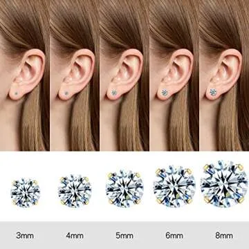 KANOUE 10 Pairs Silver and Gold Stud Earrings Set, Hypoallergenic Earrings for Women Studs Set, Stainless Steel Earrings, Cubic Zirconia Earrings Studs for Women