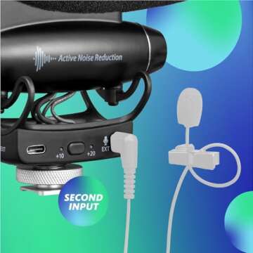 Joby Wavo PRO Professional On-Camera Directional Shotgun Microphone with Built-in Active Noise Reduction and Rycote Shock Mount, CSC, Mirrorless, Camcorder, Vlogging, Filmmaking, Youtuber, Creators