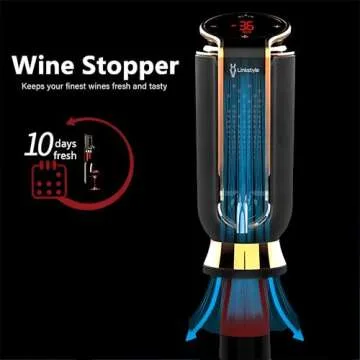 LINKSTYLE TRIOVINO, Luxurious 3-in-1 Electric Wine Aerator, Dispenser, and Vacuum Saver - For Improving Wine Taste, Aroma and Wine Preservation, Wine Gift for Women Men (Gold)