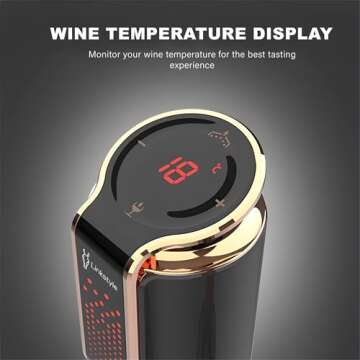 LINKSTYLE TRIOVINO, Luxurious 3-in-1 Electric Wine Aerator, Dispenser, and Vacuum Saver - For Improving Wine Taste, Aroma and Wine Preservation, Wine Gift for Women Men (Gold)