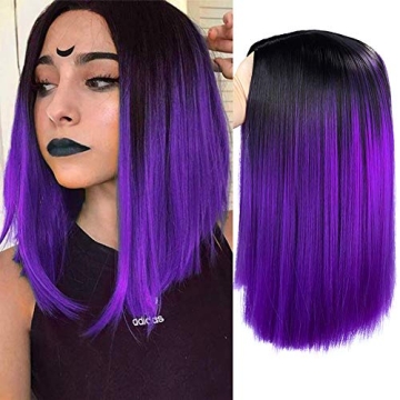HANNE Ombre Black to Purple Wig - Elegant Short Bob Hair for Women