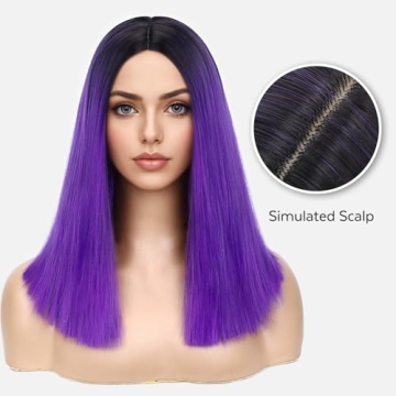 Stylish Ombre Black to Purple Short Bob Wig for Women