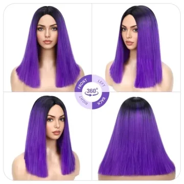 Stylish Ombre Black to Purple Short Bob Wig for Women