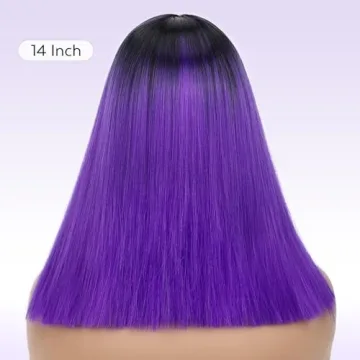 Stylish Ombre Black to Purple Short Bob Wig for Women