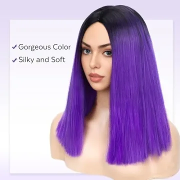 Stylish Ombre Black to Purple Short Bob Wig for Women