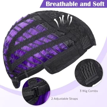 Stylish Ombre Black to Purple Short Bob Wig for Women