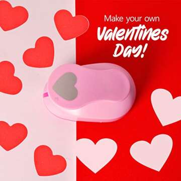 BearBoss 5 Pack Heart Punch, Craft Hole Punch Shapes, Pink Paper Puncher, Different Size of Scrapbooking Punches for Greeting Card Making, Handcraft, DIY Albums Photos, 0.3'' 0.6'' 1'' 1.5'' 2'' inch