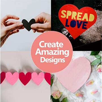 BearBoss 5 Pack Heart Punch, Craft Hole Punch Shapes, Pink Paper Puncher, Different Size of Scrapbooking Punches for Greeting Card Making, Handcraft, DIY Albums Photos, 0.3'' 0.6'' 1'' 1.5'' 2'' inch