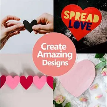 BearBoss 5 Pack Heart Punch, Craft Hole Punch Shapes, Pink Paper Puncher, Different Size of Scrapbooking Punches for Greeting Card Making, Handcraft, DIY Albums Photos, 0.3'' 0.6'' 1'' 1.5'' 2'' inch