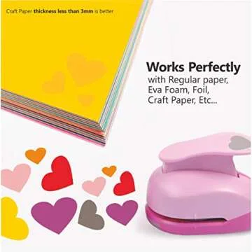 BearBoss 5 Pack Heart Punch, Craft Hole Punch Shapes, Pink Paper Puncher, Different Size of Scrapbooking Punches for Greeting Card Making, Handcraft, DIY Albums Photos, 0.3'' 0.6'' 1'' 1.5'' 2'' inch