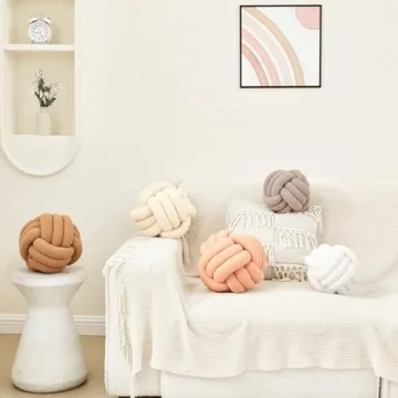 Petrella Knot Pillow Ball Round Throw Pillows Home Decor Cushion Decorative Aesthetic Throw Pillows，Lambswool Beige 11inch
