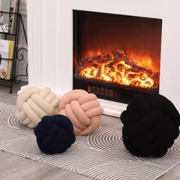 Petrella Knot Pillow Ball Round Throw Pillows Home Decor Cushion Decorative Aesthetic Throw Pillows，Lambswool Beige 11inch