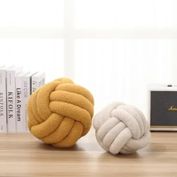Petrella Knot Pillow Ball Round Throw Pillows Home Decor Cushion Decorative Aesthetic Throw Pillows，Lambswool Beige 11inch