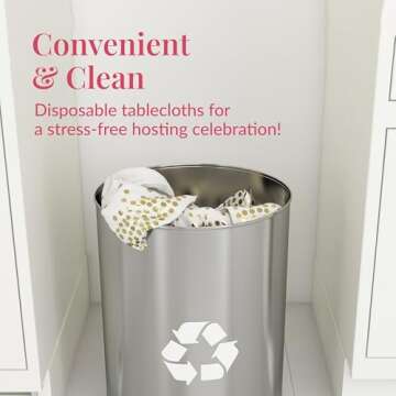 Prestee White and Gold Tablecloths, 4pk, 54x108 Inches - Party Table Cloths Disposable - Gold Dot Disposable Tablecloths - Plastic Table Cloth - Engagement Party Decorations, Baptism Decorations