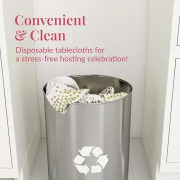 Prestee White and Gold Tablecloths, 4pk, 54x108 Inches - Party Table Cloths Disposable - Gold Dot Disposable Tablecloths - Plastic Table Cloth - Engagement Party Decorations, Baptism Decorations