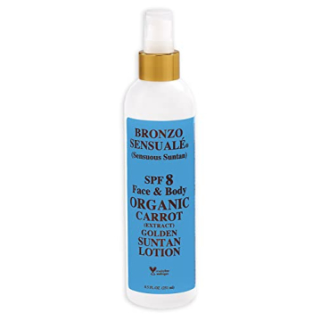 Bronzo Sensuale SPF Sunscreen Deep Golden Tanning Organic Carrot Lotions 8.5 Ounces (SPF 8 Lotion)