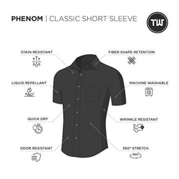 TRUWEAR Phenom Classic Performance Fabric Black Short Sleeve Men's Dress Shirt