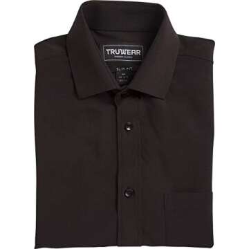 TRUWEAR Phenom Classic Performance Fabric Black Short Sleeve Men's Dress Shirt