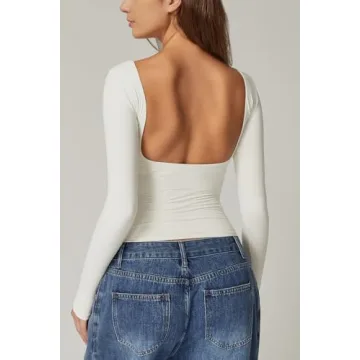 QINSEN Women's Backless Long Sleeve Tee - Style & Comfort