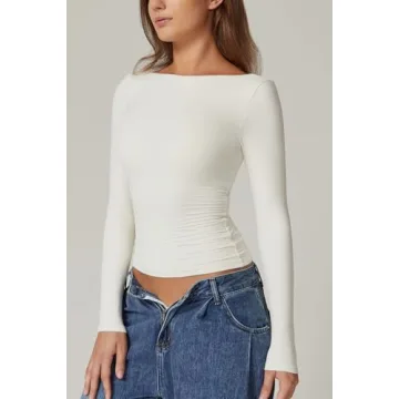 QINSEN Women's Backless Long Sleeve Tee - Style & Comfort