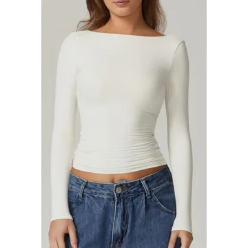 QINSEN Women's Backless Long Sleeve Tee - Style & Comfort