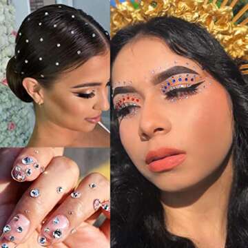 1250 Pcs Self Adhesive Rhinestones for Dazzling Makeup Art