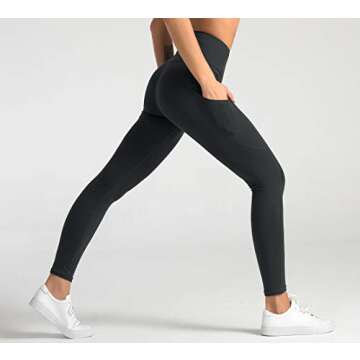 Dragon Fit High Waist Yoga Leggings with 3 Pockets,Tummy Control Workout Running 4 Way Stretch Yoga Pants (Large, Charcoal Gray)