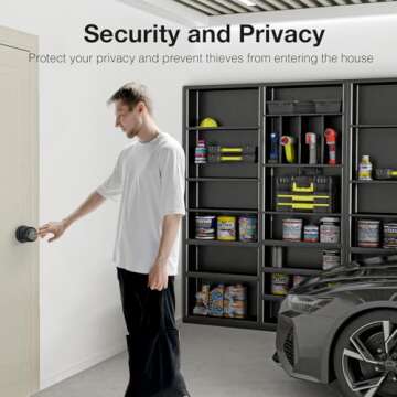 GHome Smart Door Knob Fingerprint Door Lock, Biometric Smart Lock for Bedroom Door, App Control, Emergency Type-C Charging, Great for Home, Offices, Hotels, Apartments, Garages, Matte Black