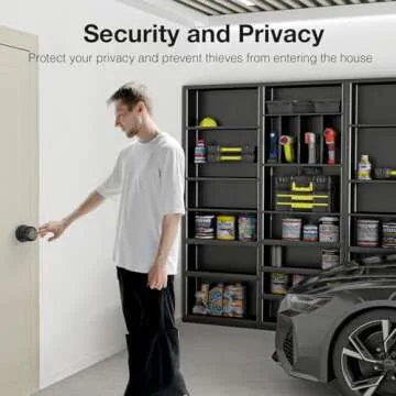 GHome Smart Door Knob Fingerprint Door Lock, Biometric Smart Lock for Bedroom Door, App Control, Emergency Type-C Charging, Great for Home, Offices, Hotels, Apartments, Garages, Matte Black