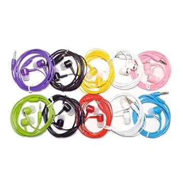 GADGET.COOL Wired Earbuds 10 Pack Bulk, Balanced Stereo Sound and Bass in-Ear Headphones with Ear Ti...