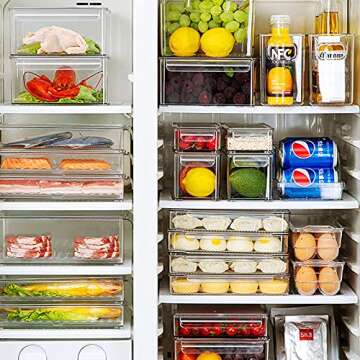 elabo Food Storage Containers Fridge Produce Saver- Stackable Refrigerator Organizer Keeper Drawers ...