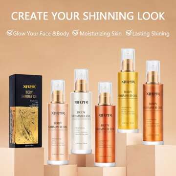XIFEPFR Body Shimmer Oil, Pearl White Face Brighten Glow Body Luminizer Highlighter Liquid Illuminat...