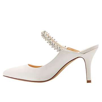 ELEGANTPARK HC1919 Wedding Shoes for Bride Pointed Toe Mules Bridal Shoes High Heels for Women Pumps...