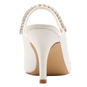 ELEGANTPARK HC1919 Wedding Shoes for Bride Pointed Toe Mules Bridal Shoes High Heels for Women Pumps Satin Evening Dress Pumps Ivory US 8