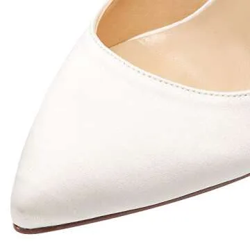 ELEGANTPARK HC1919 Wedding Shoes for Bride Pointed Toe Mules Bridal Shoes High Heels for Women Pumps Satin Evening Dress Pumps Ivory US 8