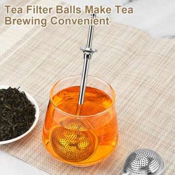 2Pcs Stainless Steel Tea Strainer Tea Infuser for Loose Leaf Tea,Tea Diffusers Fine Mesh Tea Ball Tea Accessories, Baking Supplies Baker's Dusting Wand Sugar Shaker Duster Flour Duster (Full+Half)