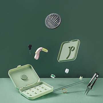 Portable Travel Home Small Sewing Box, Mini Sewing Kits Storage-Box, Beginners DIY Sewing Thread Needle Threader Scissors Kit（Green.Boxes Home and Travel Quick Fix Sewing Kit