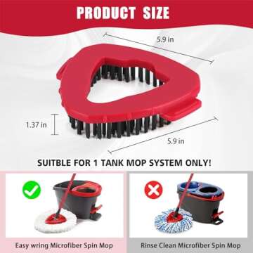 2 Pack Scrub Brush Replacement Head for O Cedar EasyWrin Spin Mop 1 Tank System, Spin Mop Replace He...