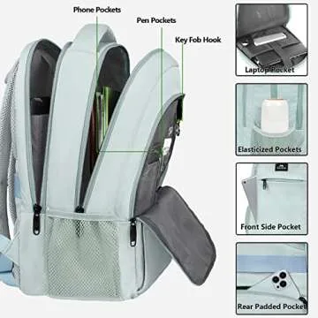 MATEIN Travel Laptop Backpack, Lightweight Anti Theft School Bookbag for Girls Boys and Students with USB Charging Port, Water Resistant 15.6 Inch Computer Bag Sturdy College Daypack Gift for Women