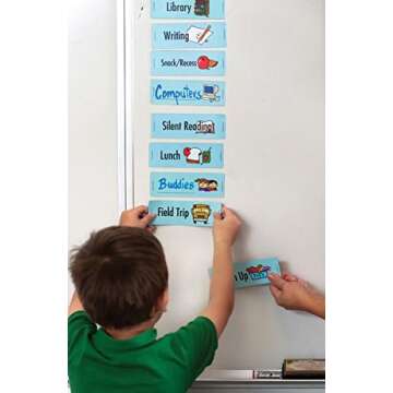 Visual Schedule Teacher Planner for Grades 1-7 –Magnetic Picture Cards for Age 3yrs+ - 18 Magnet l...