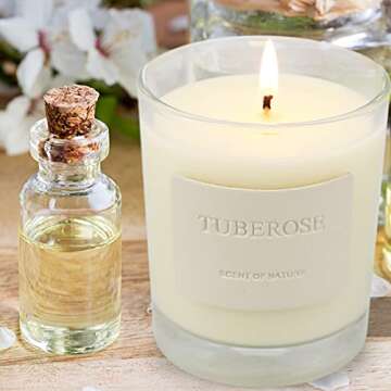 Scented Candles for Home, Tuberose Aromatherapy Candles 7.8oz 50 Hours Burn, Soy Wax Organic Candle ...