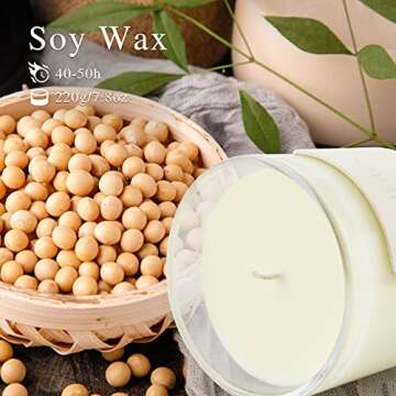 Scented Candles for Home, Tuberose Aromatherapy Candles 7.8oz 50 Hours Burn, Soy Wax Organic Candle Jar Candles for Birthday, Candles Gifts for Women, Relaxation & Stress Relief